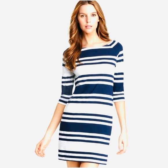 Lilly Pulitzer Cassie Resort Navy White Stripe Mini Dress Medium NWT - Picture 2 of 8